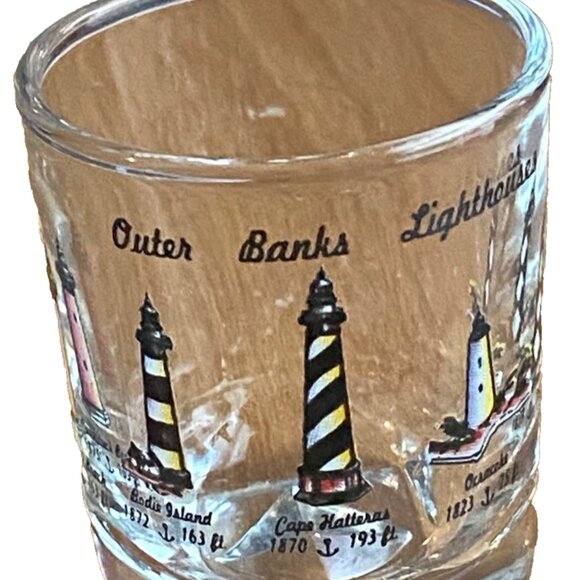 Outer Banks Lighthouses With Beveled Glass Bottom Clear Shot Glass - Picture 1 of 10